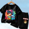 Patterned kids' T-shirt set, stylish green matching for both boys and girls