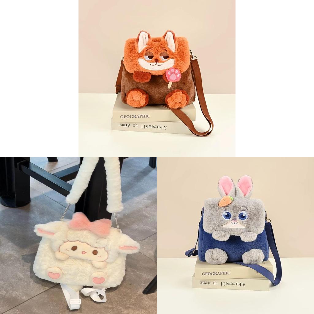 Cartoon Bunny Plush Shoulder Bag For Women With Large Capacity And Cozy Design For Daily Use