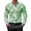 Men Casual Slim Fit Long Sleeve 3d Printed Striped Open Front Shirt