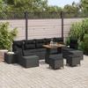 Garden Sofa Set with Cushions 10 pcs Black Poly Rattan