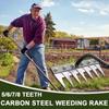 5/6/7/8 Tooth Carbon Steel Garden Weeding Rake Multifunctional Weeding Nail Rake