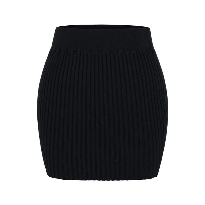 

Elegant Spring V-Neck Off-shoulder Knit Top & High-Waisted Skirt Set for Women Small
