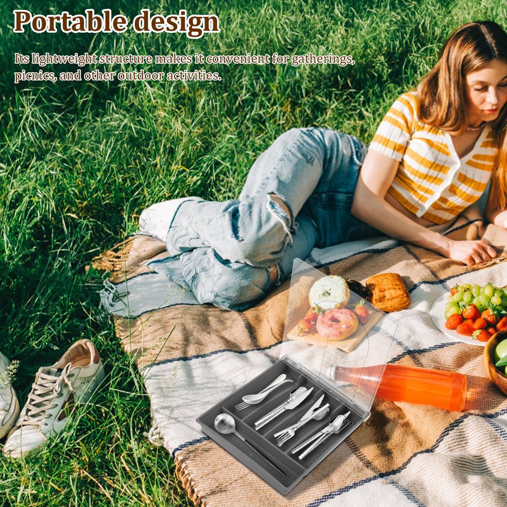 Portable Utensil Storage Box Sealed Dustproof Cutlery Organiser Trays with Lid for Kitchen Spoons Forks Knives Organiser New