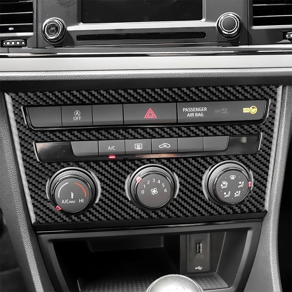 For Seat Leon MK3 2013 2014 2015 2016 2017 2018 2019 2020 Real Soft Carbon Fiber Sticker LHD RHD Car Central AC Button Panel
