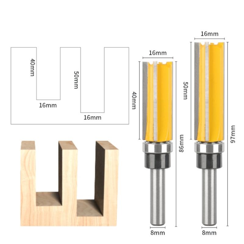 2PCS 8mm Shank Bearing Guided Milling Tool 4 Flute Wood Milling Cutter Suitable for Smooth Precise Cutting in Carpentry