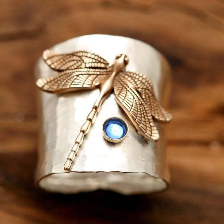 He Cheng Natural Gemstone Moonstone Women's Vintage Engagement Ring