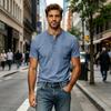 Men's Cotton Short Sleeve Henley Shirt Large Size Casual Pocket T-Shirt Lightweight Breathable Summer Top