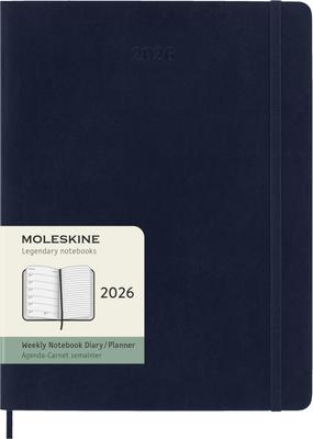 Moleskine 2026 January Weekly XL Size X Soft Sapphire DSB2012WN4Y26 Planner, Start, 12-Month Diary, (19cm 25cm), Cover, Blue,