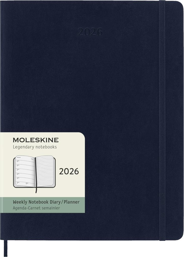 Moleskine 2026 Planner, January Start, 12-Month Weekly Diary, XL Size (19cm x 25cm), Soft Cover, Sapphire Blue, DSB2012WN4Y26