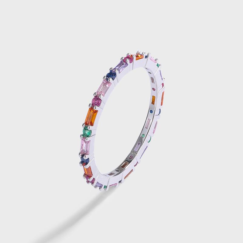 

Fashion Sterling Silver Ring with Colorful Zircon for Party Wear Size 6