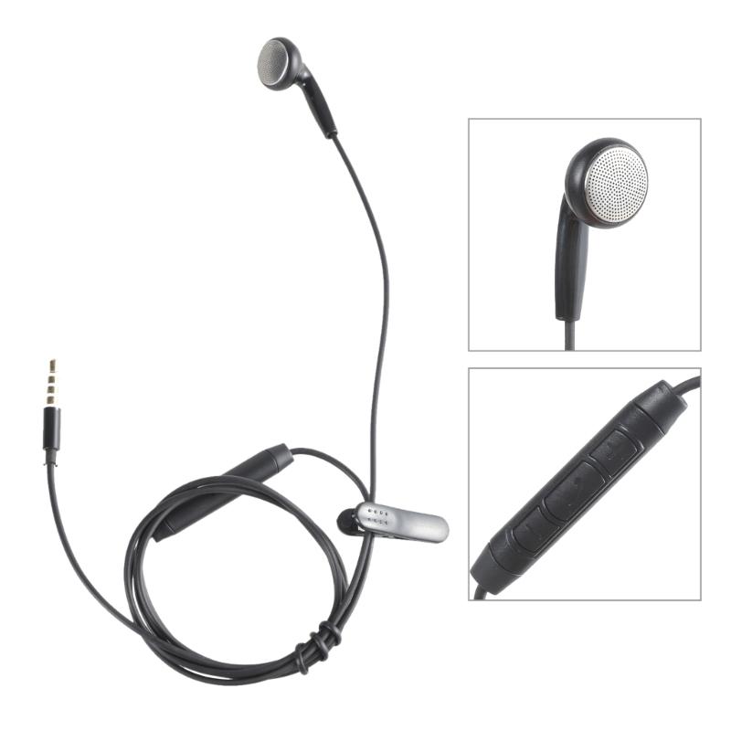 Single Side Earphone 3.5mm Cord with Volumes Control Microphones Earbuds for PC/Mobile Phone Connection