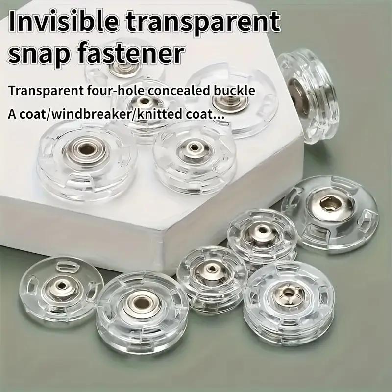 1 Pair Plastic Transparent Invisible Buttons Snap Buttons Coat Snap Buttons Clothing Accessories Anti-Exposure Buttons