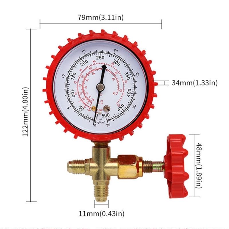 Professional Manifolds Gauge Aluminum Pressure Gauge Air Conditioner Charging Pressure Gauge Suitable for R22/R134/R404