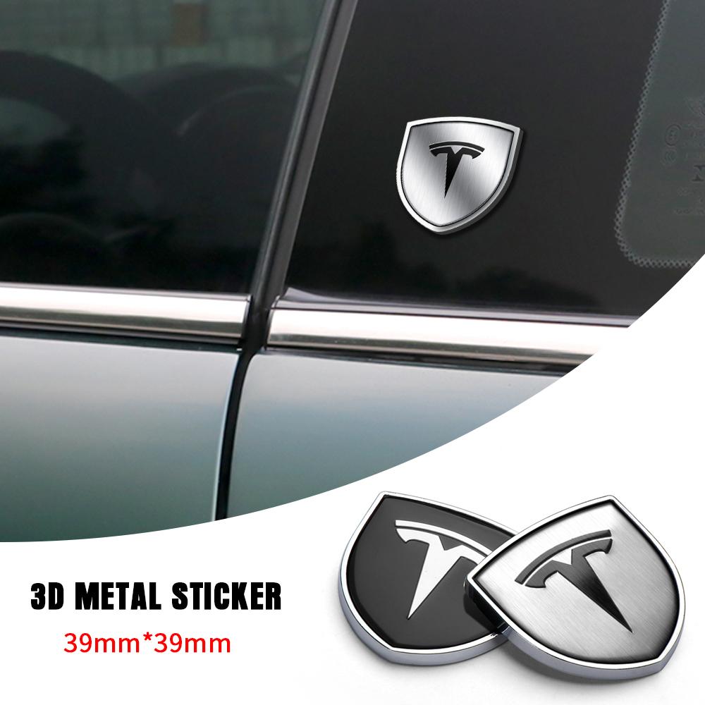 1Pcs Car Styling Metal Shield Logo Car Body Side Window Emblem Stickers For Tesla Model 3 Model S X Y 2020 2021 2022 Roadster