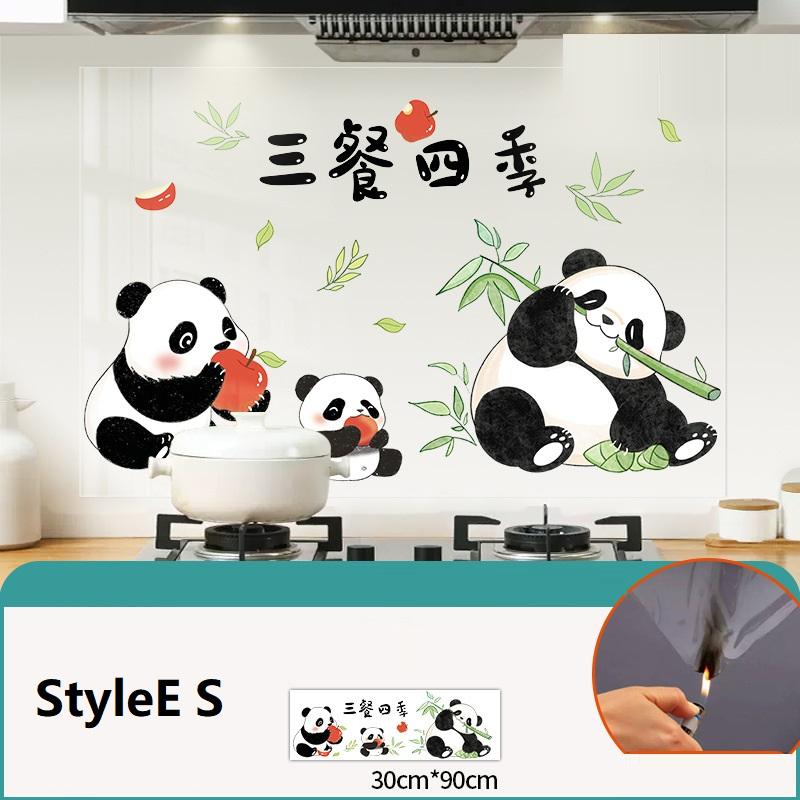 Küche Selbstklebende Ölbeständige Wandaufkleber Niedlicher Panda-Druck Öl Rauch Beständig Fliesenaufkleber Beweis Wasserdichte Tapete