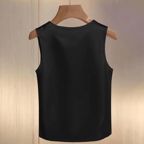 Damska kamizelka jedwabna satynowa bez rękawów z kołnierzem z sztucznych pereł luźny krój letnie topy formalne półformalne