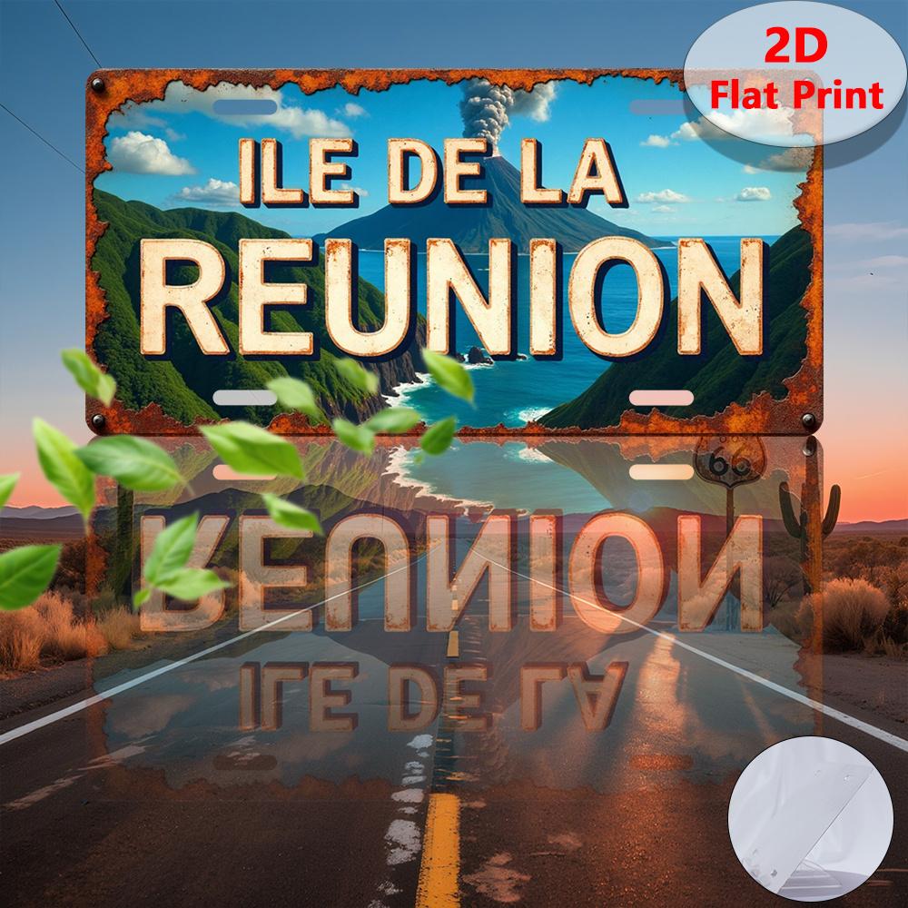

pc Vintage Tin Sign Decorative Plaque Statues (xcm) Ile de Reunion sign Retro Metal Tin Sign Industrial Style Decor 15x30cm(5.9x7.8inch)