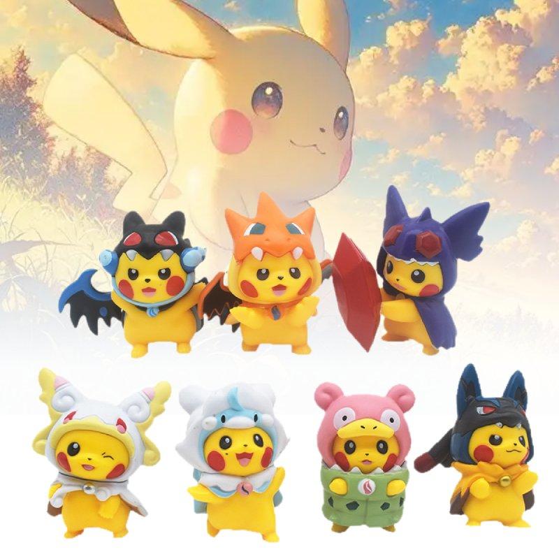 Pvc 7pcs Pikachu Toy Model Desktop Decoration Children Christmas Gift