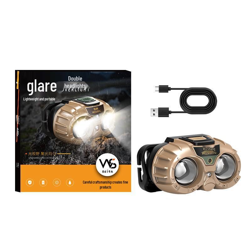 Rechargeable Dual-Head Super Bright Sensor Headlamp for Outdoor Use