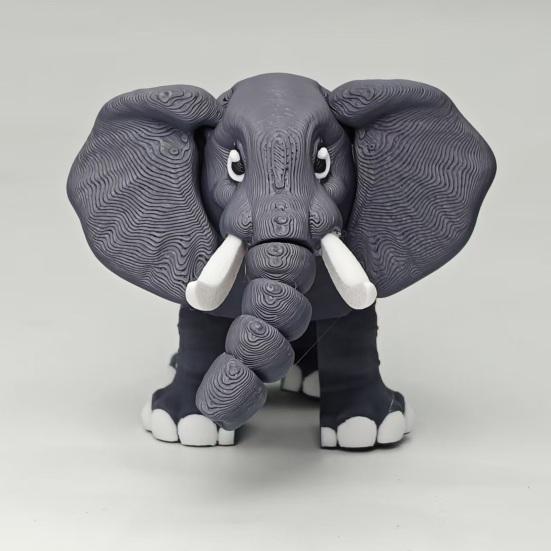 3D Printed Elephant Figurine Movable Joints Simulated Elephant Stress Relief Animal Fidget Toy Home Office Desktop Decoration Ornament