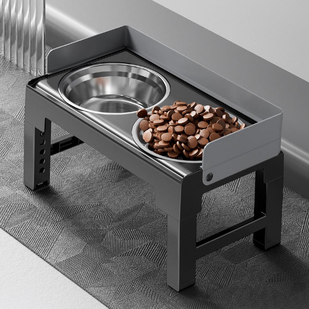 Elevated Pet Bowl Adjustable Height Neck Protection Stainless Steel Sturdy Structure for Medium Larg