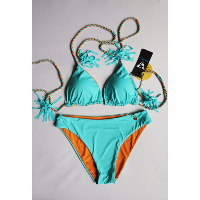 

2025 Gathered Korean Style Sexy Bikini Swimsuit by Hanligu L зелений