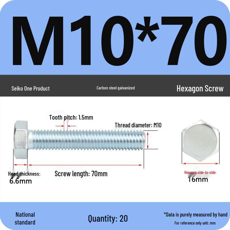 8.8 Grade Galvanized Hex Head Bolt, High-Strength M4-M30