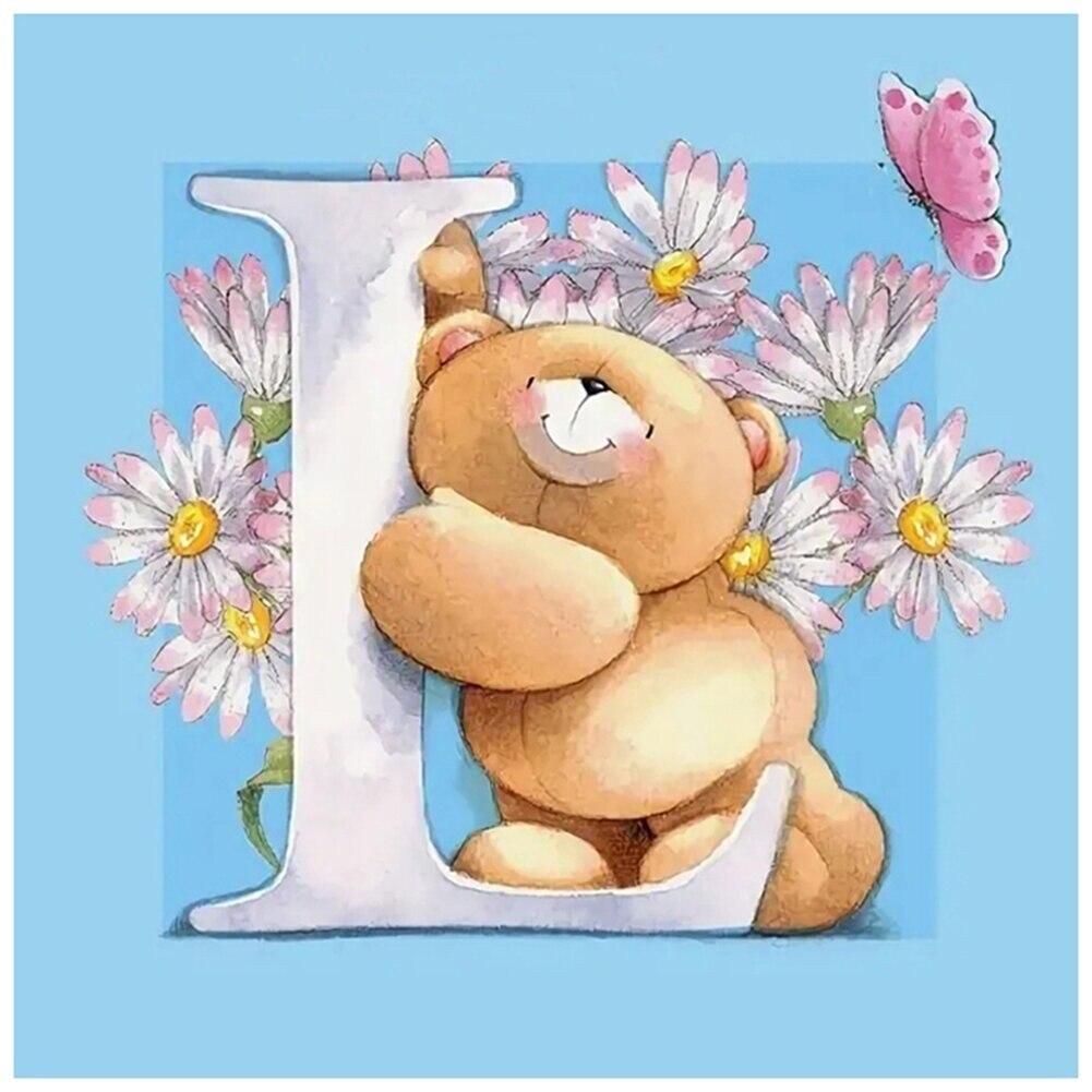 5D obraz diamentowy DIY alfabet kreskówka niedźwiedź 26 angielska litera diament mozaika obraz dżetów haft Home Decor prezent