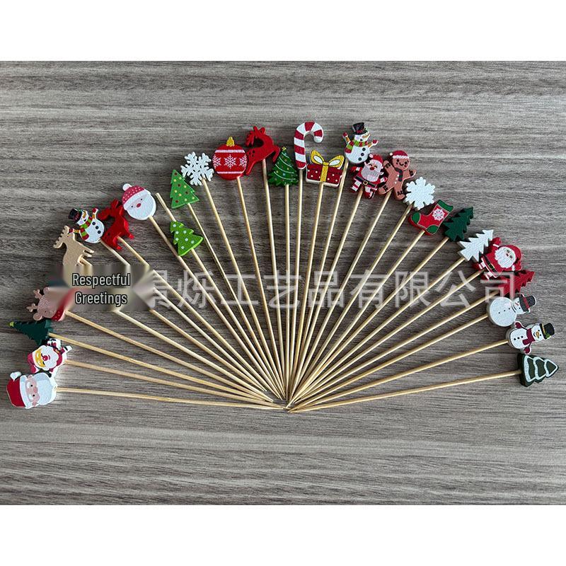 Moș Crăciun Bambus Cocktail de Crăciun și Frigarui de Fructe