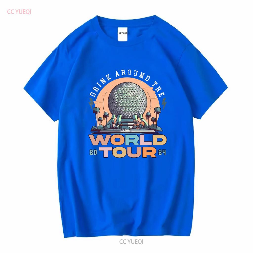 Retro Epcot Drink Around The World Tour T Shirt long or short sleeves vintage Washed streetwear Breathable Comfortable