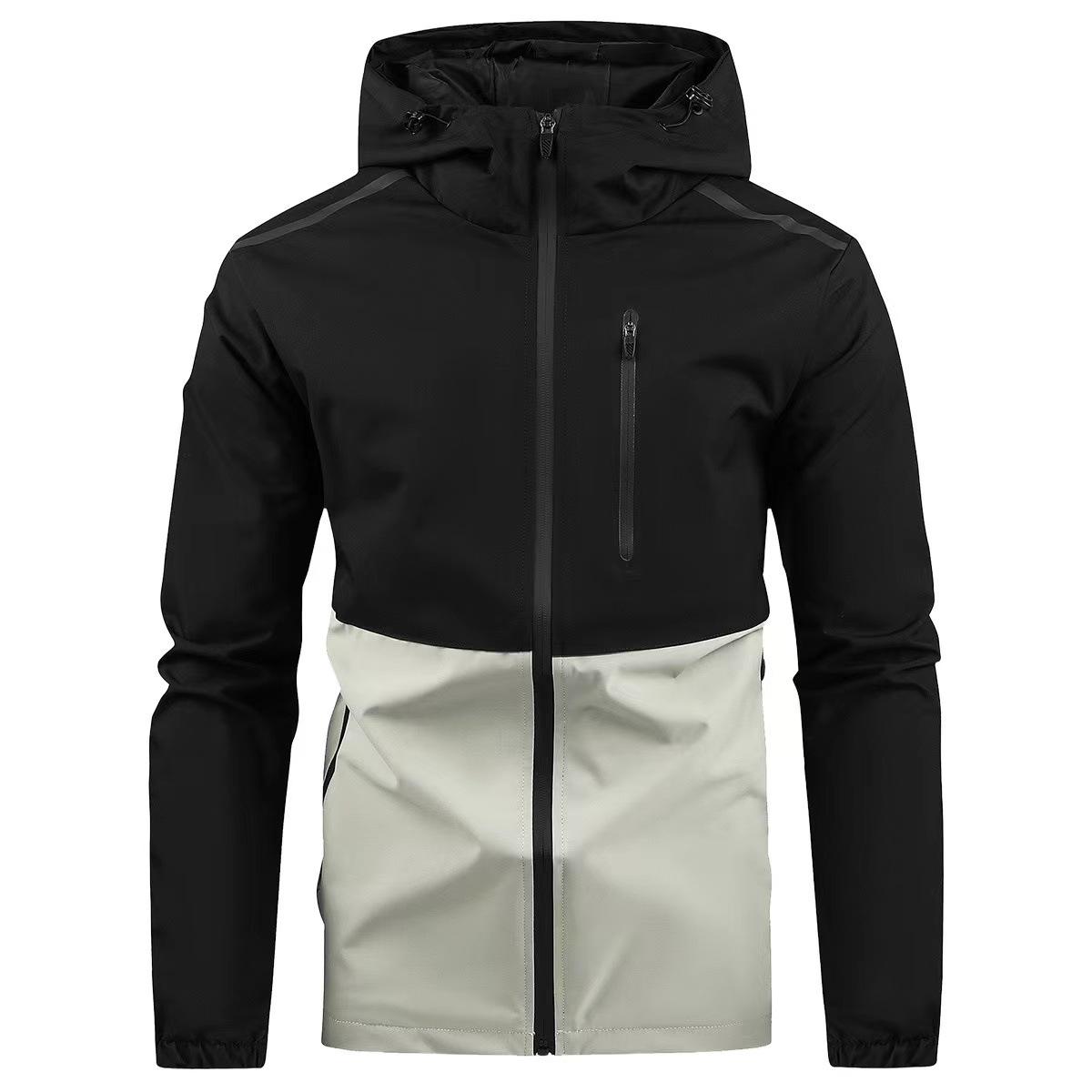 

Men s Versatile Color Block Windproof Hooded Jacket XXL светло-серый