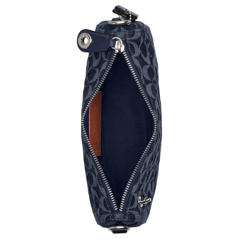 Coach Swinger 23 Silver Hardware Detachable Shoulder Strap Cotton Shoulder Bag Small Women's Blue
