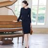 Women's New Chinese Style Dark Blue Professional Suit Set