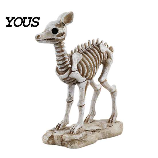 Indoor Outdoor Halloween Decor Skeleton Animal Statue, Spooky Deer Cat Duck Figurine, Resin Mysterious Theme Party Props Ornament for