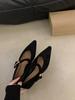 Suede inner height increase pointed tip shallow mouth single shoes women's spring and autumn new gentle fairy Mary Jane shoes