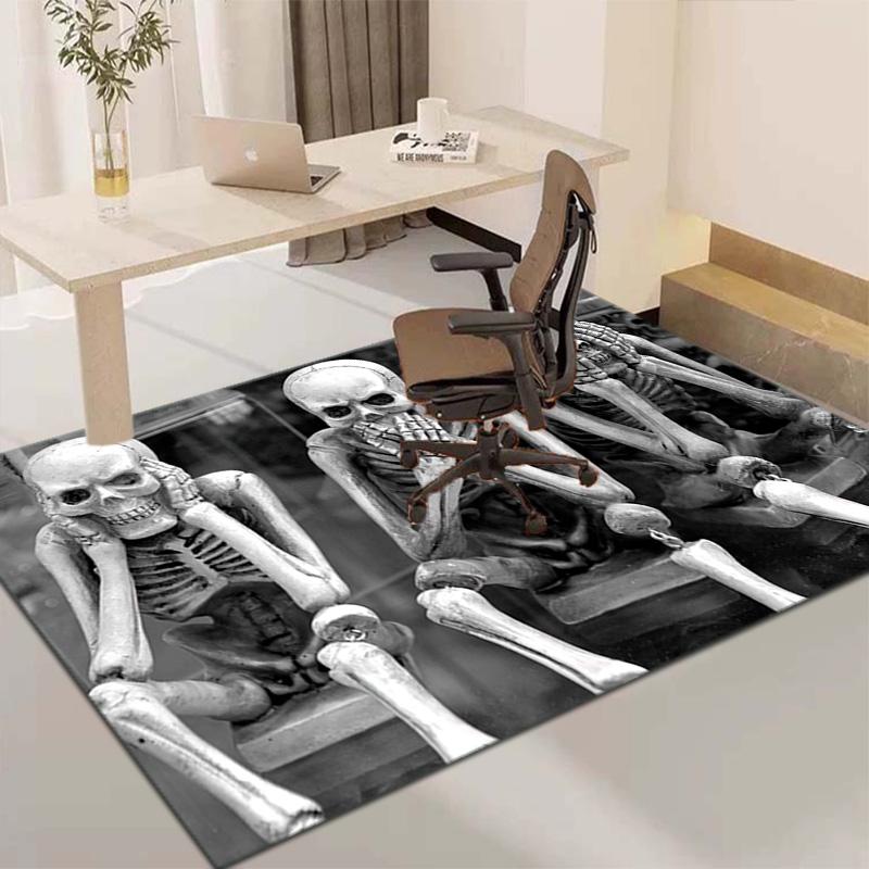 1PC Skull Dark Gothic Pattern Printed Carpet Rug for Living Room Bedroom Home Sofa Decoration,Non-slip Floor Mat Floor Mat