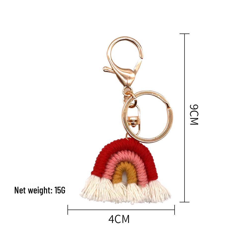 Nordic Rainbow Woven Tassel Keychain Pendant - Ethnic Style Ornament for Bags & Cars