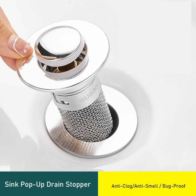 Universeller Spülen-Pop-Up-Ablaufstopfen Verstopfungshemmend Geruchsabweisend & Insektensicher Haarfilter Badezimmerwaschbeckenstöpsel
