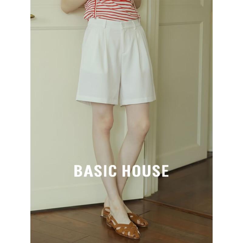 Basic House Women s High-Waist Wide-Leg Tencel Shorts M грязно-белый