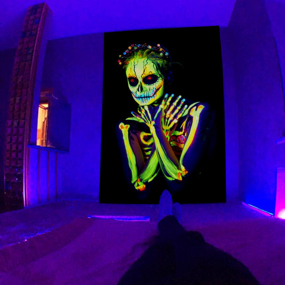 Fluorescent Tapestry UV Fluorescent  Psychedelic Mushroom Wall Hung Hippie Decorative Room Aesthetics