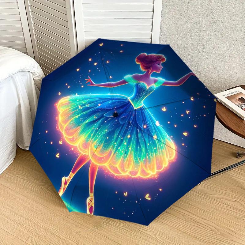 1pc Enchanted Ballerina in Neon Lights Umbrella with Plastic Handle,Suitable for All Seasons Home Travel Outdoor UmbrellaDD065