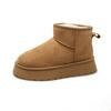 Large size platform snow boots for women, winter velvet thickened suede versatile Northeast short cotton shoes