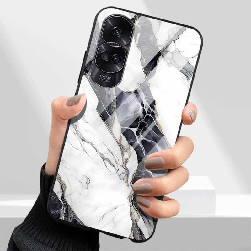 Tempered Glass Hard Cover For Honor 90 Lite 5G Case Lovely Marble Funda Coque For Honor 90 Pro Honor90 90Lite 90Pro Phone Shells