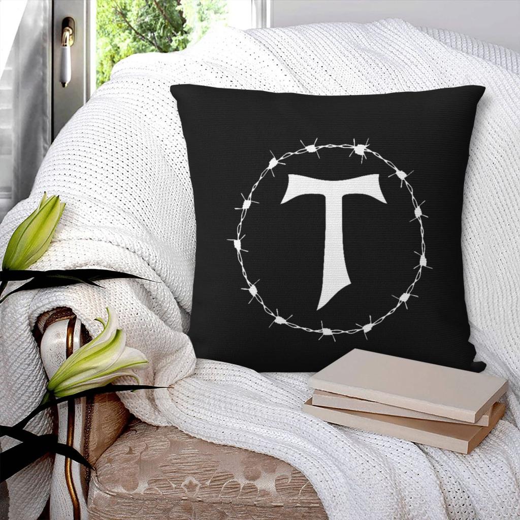 Tau Cross Barbed Wire Saint Francis Of Assisi Franciscan Gothic Square Pillowcase Pillow Cover CushionThrow Pillow for Home Sofa