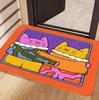 Cute Cartoon Cat Doormat Colorful Animal Print Non Slip Absorbent Entryway Floor Mat for Front Door Living Room Home Decor