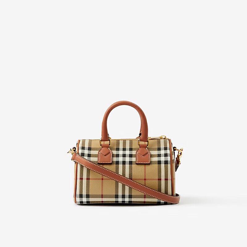 Burberry Women's Plaid Bowling Handbag