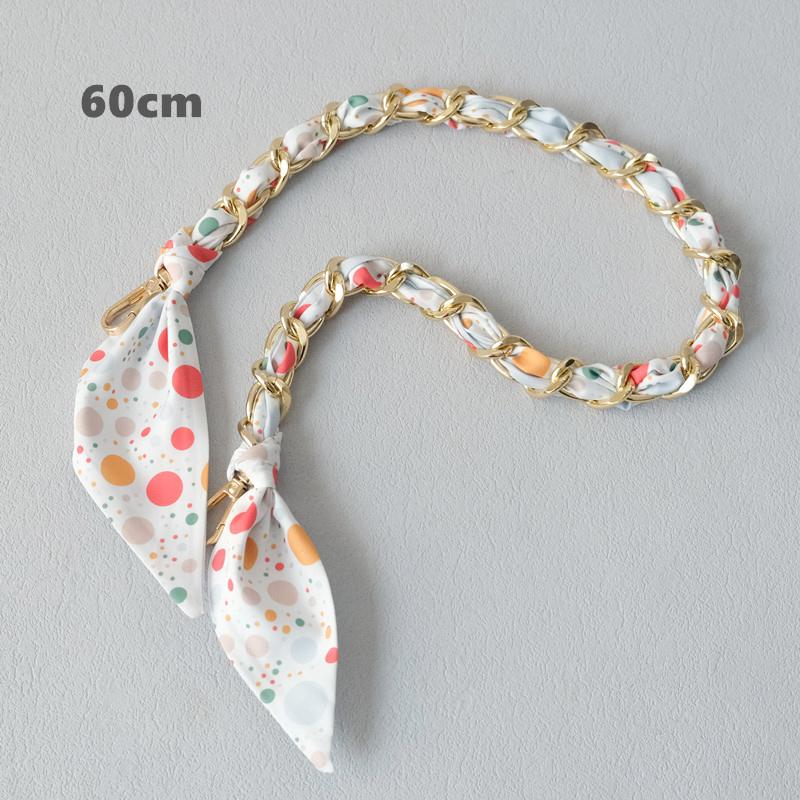 New Fashion Brand Woman Handbag Accessory Chains Detachable Floral Print Gold Silver Metal Silk Shoulder Strap Women DIY Chain Bag Handles