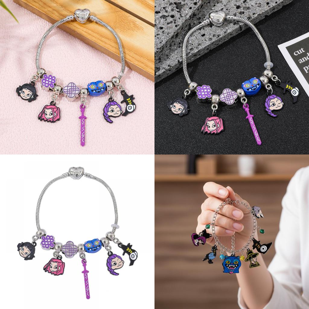 Kpop Demon Hunters Cartoons Bracelet With Alloy Beads For Gift Giving And Daily Wear
