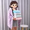 Coral Velvet Two-Color Striped Towel - Large, Thick, Absorbent, No Shedding, Ideal for Bathing & Children's Face Washing