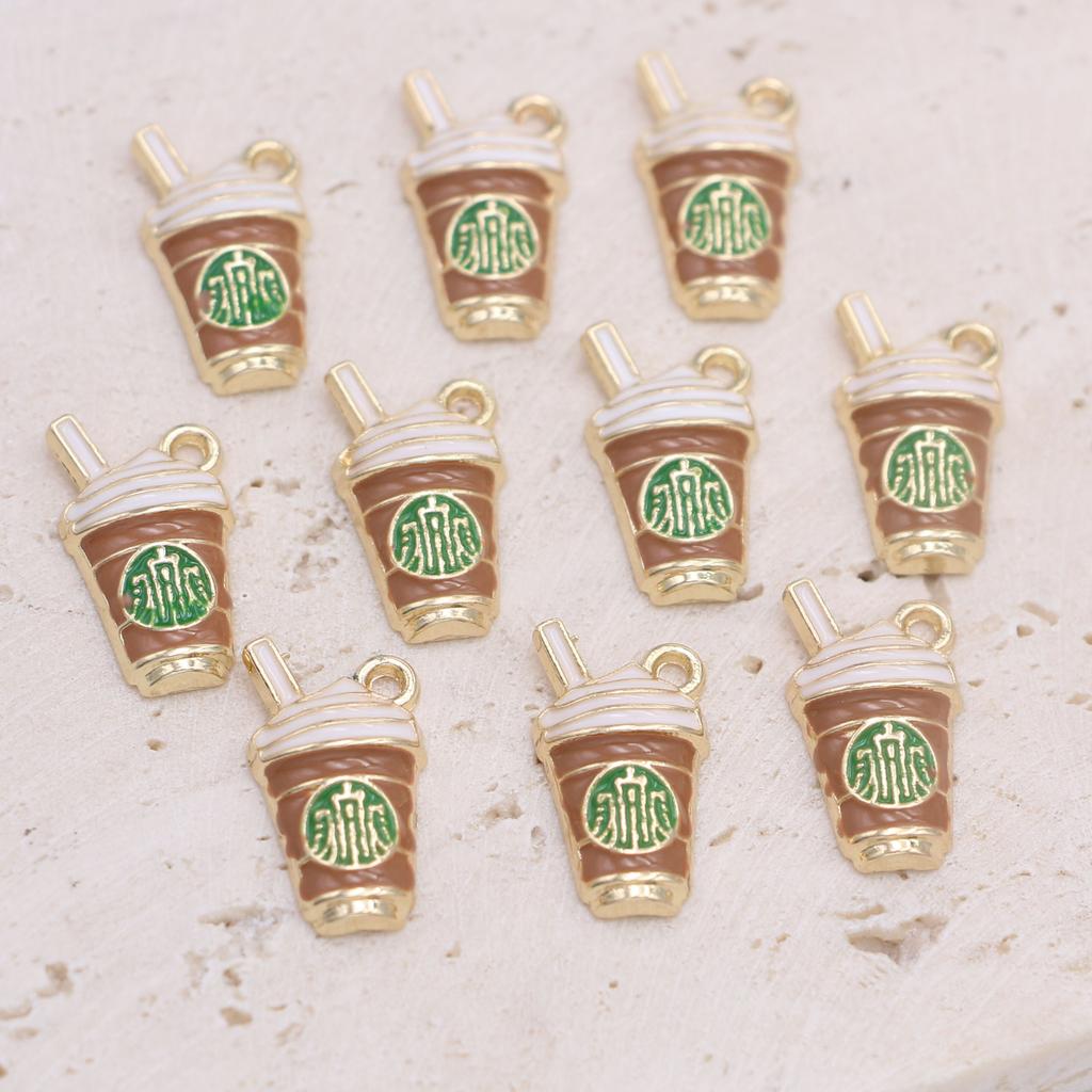 10Pcs Enamel Gold Plated Coffee Cups Charm Pendant For Jewelry Making Bracelet Necklace Diy Earrings Accessories Craft